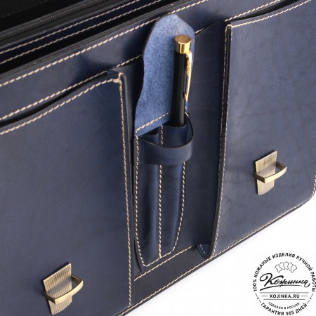 Кожаный портфель "Юрист" (синий)